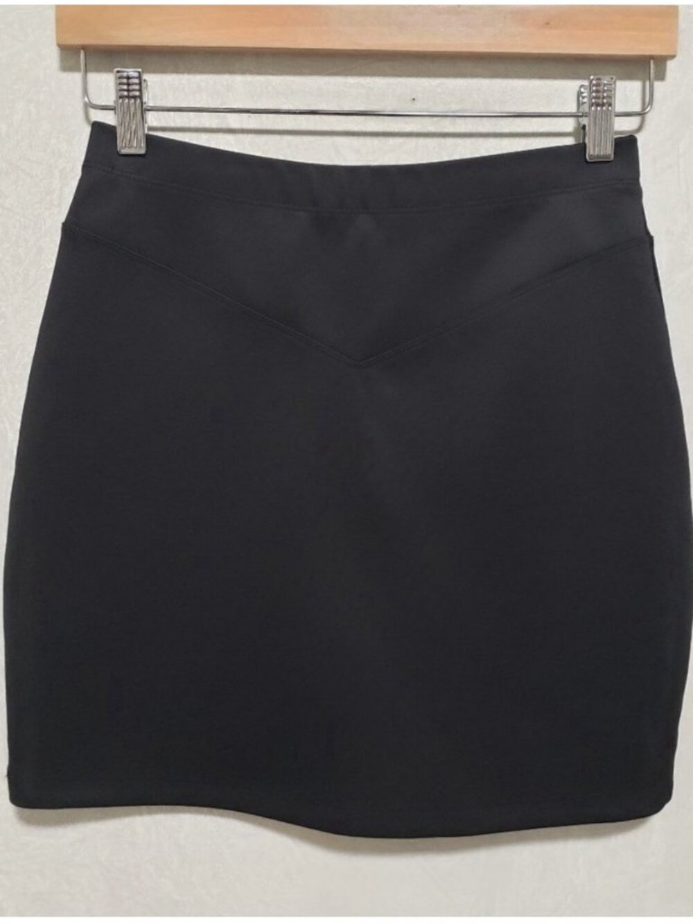 FREE PEOPLE Black Fitted Ponte Knit Stretch Classic Pencil Mini Skirt SZ Small